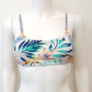 California Sunshine Bikini Top Womens Medium White Floral